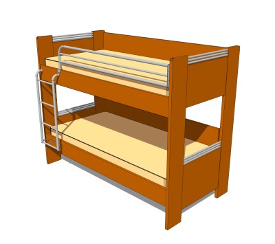 现代高低床铺草图大师模型，儿童床SU模型下载