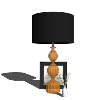 现代金属台灯草图大师模型，轻奢台灯效果图su模型下载