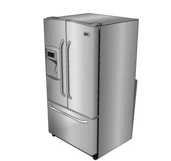 现代电冰箱免费su模型，配备饮水机智能冰箱sketchup模型下载