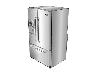 现代电冰箱免费su模型，配备饮水机智能冰箱sketchup模型下载