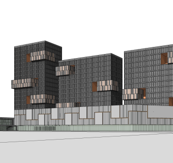 现代办公楼草图大师模型，办公楼sketchup模型免费下载
