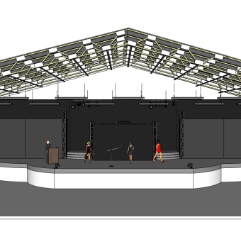 现代舞台草图大师模型，舞台SU模型下载