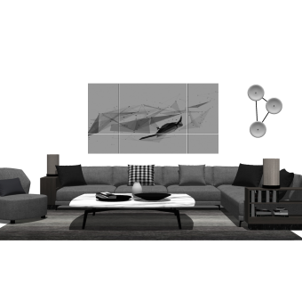 现代布艺沙发组合su模型，沙发茶几组合skp模型下载