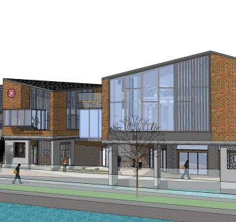 新中式酒吧街商业街沿街道草图大师模型，sketchup模型免费下载