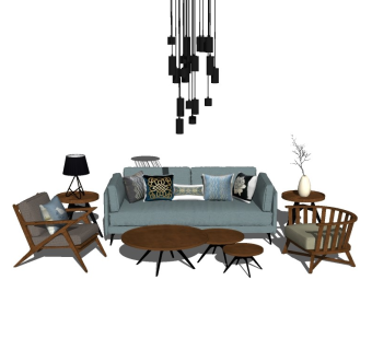 现代北欧布艺沙发草图大师模型，沙发su模型下载