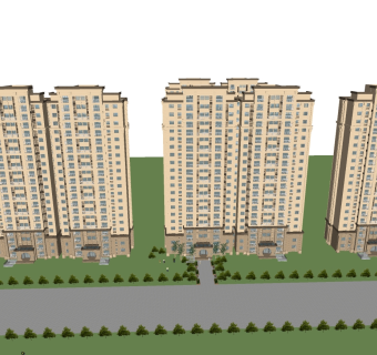 欧式高层公寓楼外观草图大师模型，公寓su模型下载