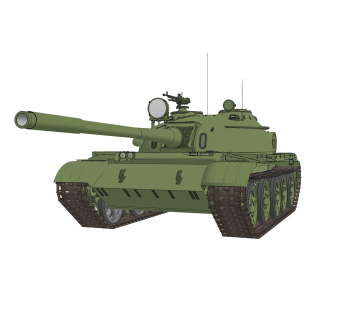 苏联T-55主站坦克su模型，坦克草图大师模型下载