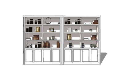 简欧装饰柜草图大师模型，柜子sketchup模型下载