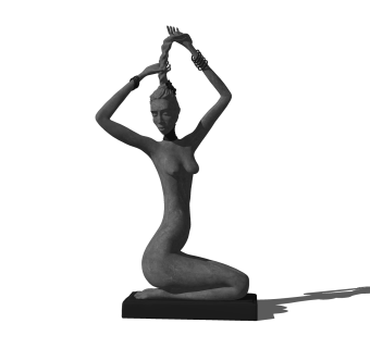 梳头少女雕塑su模型,摆件草图大师模型下载