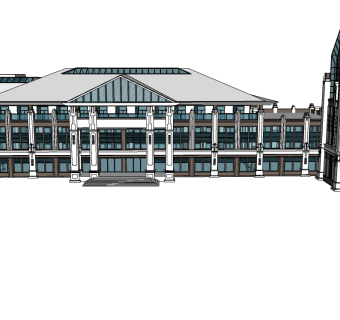 新中式会所建筑草图大师模型，sketchup模型免费下载