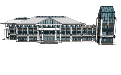 新中式会所建筑草图大师模型，sketchup模型免费下载