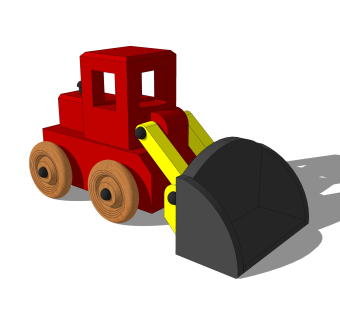 现代儿童挖土机草图大师模型，玩具su模型下载