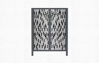 新中式铁艺大门草图大师模型，院门大门sketchup模型免费下载