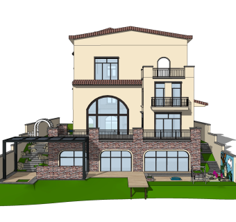 欧式别墅SU模型，别墅SKP模型下载