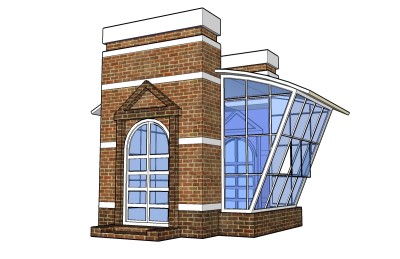 现代岗亭草图大师模型，岗亭sketchup模型下载