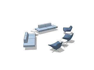 现代休闲办公沙发su模型，办公沙发草图大师模型下载