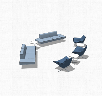 现代休闲办公沙发su模型，办公沙发草图大师模型下载