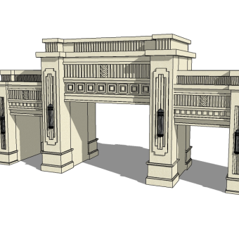 欧式入口大门skp文件下载，入口大门SU模型分享