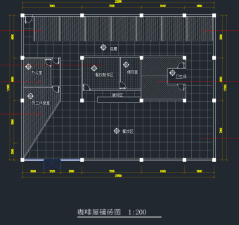  某蝴蝶主题咖啡屋室内设计，咖啡馆CAD施工图纸下载