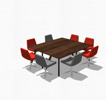 现代实木会议桌su模型，会议桌sketchup模型下载