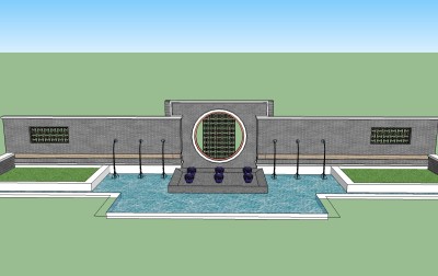 中式景墙草图大师模型，景墙sketchup模型skp文件分享