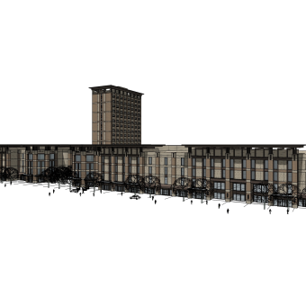 现代商业街草图大师模型，商业综合体sketchup模型免费下载