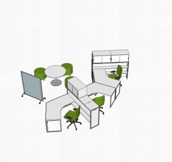 现代简约办公桌su模型，办公桌草图大师模型下载