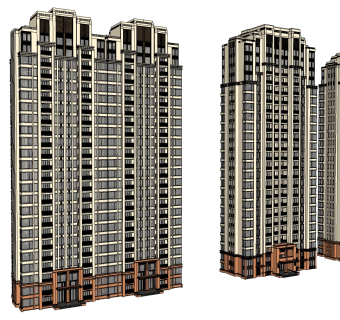 欧式公寓楼草图大师模型，公寓楼sketchup模型下载