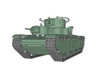 <em>苏联</em>T-35重型坦克su模型，坦克草图大师模型下载