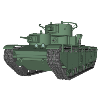 苏联T-35重型坦克su模型，坦克草图大师模型下载