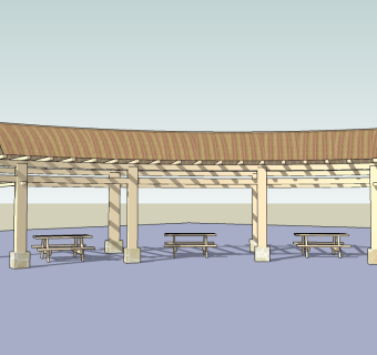 现代廊架草图大师模型，廊架sketchup模型下载