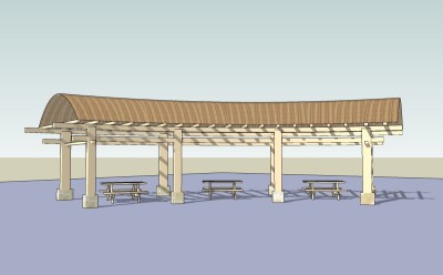 现代廊架草图大师模型，廊架sketchup模型下载