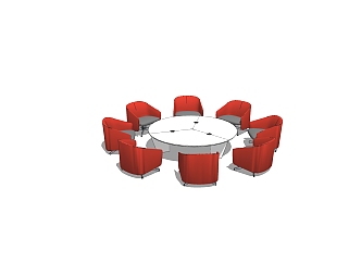 现代圆形会议桌草图大师模型，会议桌sketchup模型下载