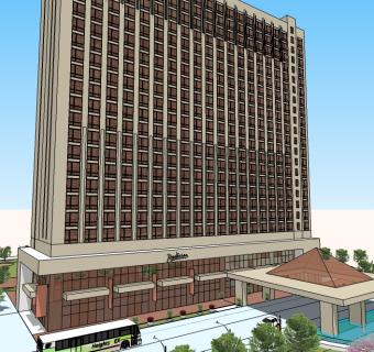 现代写字楼免费su模型、酒店办公楼