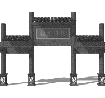 现代牌坊牌楼su模型下载，入口大门sketchup模型分享