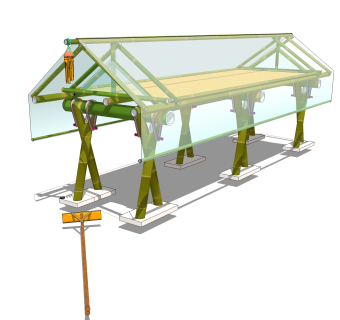 现代简约景观廊架草图大师模型，景观廊架sketchup模型下载