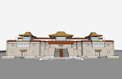 西藏博物馆草图大师模型， 博物馆sketchup模型下载