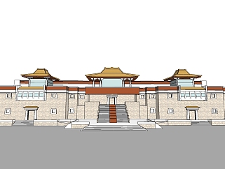 西藏博物馆草图大师模型， 博物馆sketchup模型下载