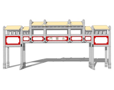 大门式牌楼草图大师模型下载，入口大门sketchup模型分享