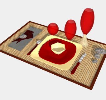  现代精品餐具草图大师模型，精品餐具sketchup模型下载