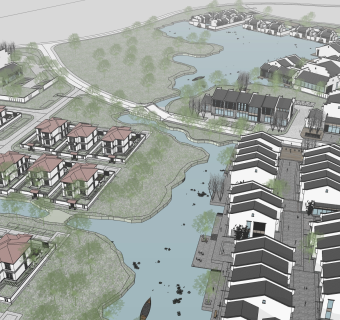 新中式徽派建筑草图大师模型，古建民俗sketchup模型免费下载