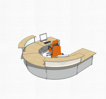 现代简约接待台草图大师模型，接待台su模型下载