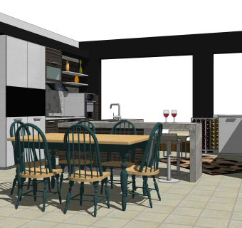 现代橱柜草图大师模型，橱柜sketchup模型下载