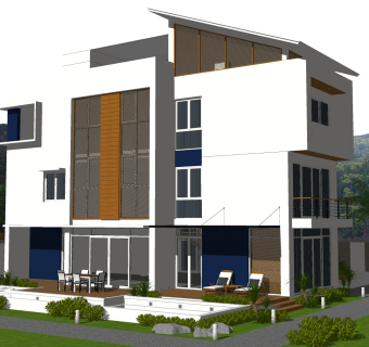 现代别墅外观草图大师模型，别墅外观sketchup模型免费下载