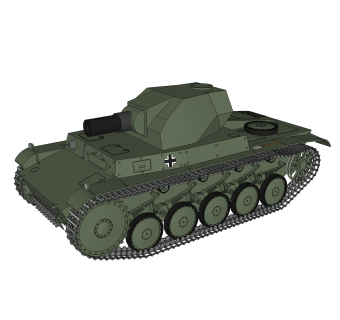 德国二号坦克草图大师模型，坦克sketchup模型下载