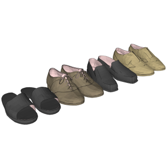 现代男士鞋子组合草图大师模型,服装店衣架su模型下载