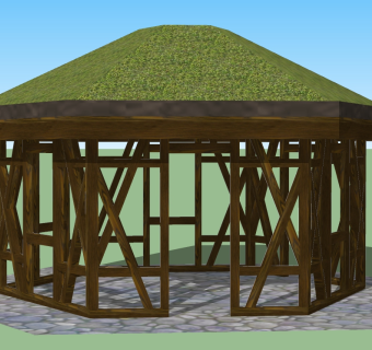 现代景观廊架草图大师模型，景观廊架sketchup模型下载