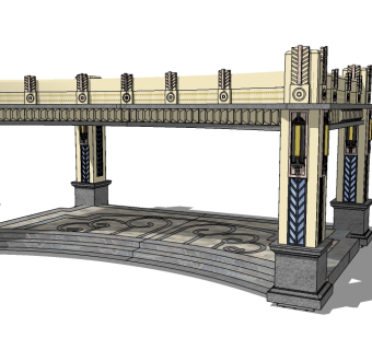 欧式入口大门skb模型分享，入口大门sketchup模型免费下载