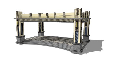 欧式入口大门skb模型分享，入口大门sketchup模型免费下载