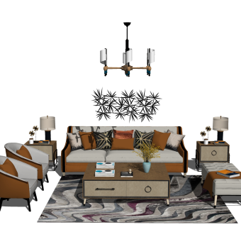 后现代沙发组合草图大师模型，沙发组合sketchup模型下载